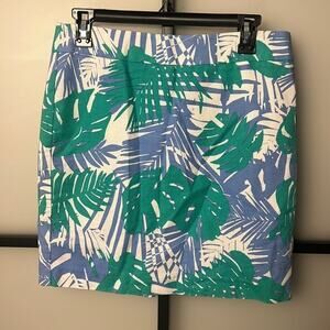 Loft Tropical Palm Print Mini Pencil Skirt in Blue and Green size 8P